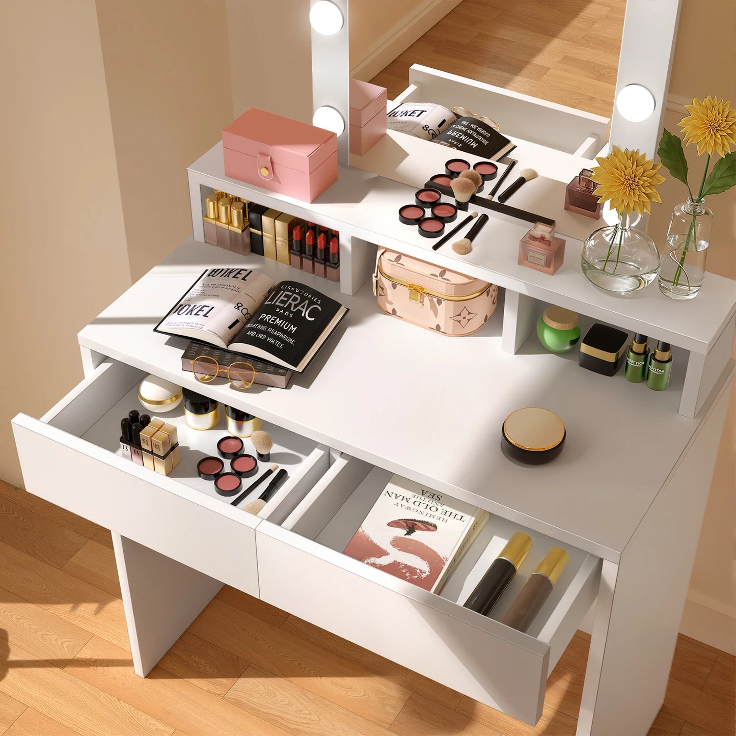 Coiffeuse Chambre LED – Luminosité et Couleur Ajustables