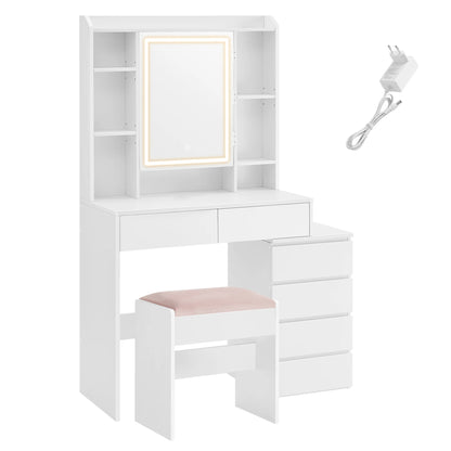 Coiffeuse Chambre avec LED Vasagle – Miroir, Tiroirs